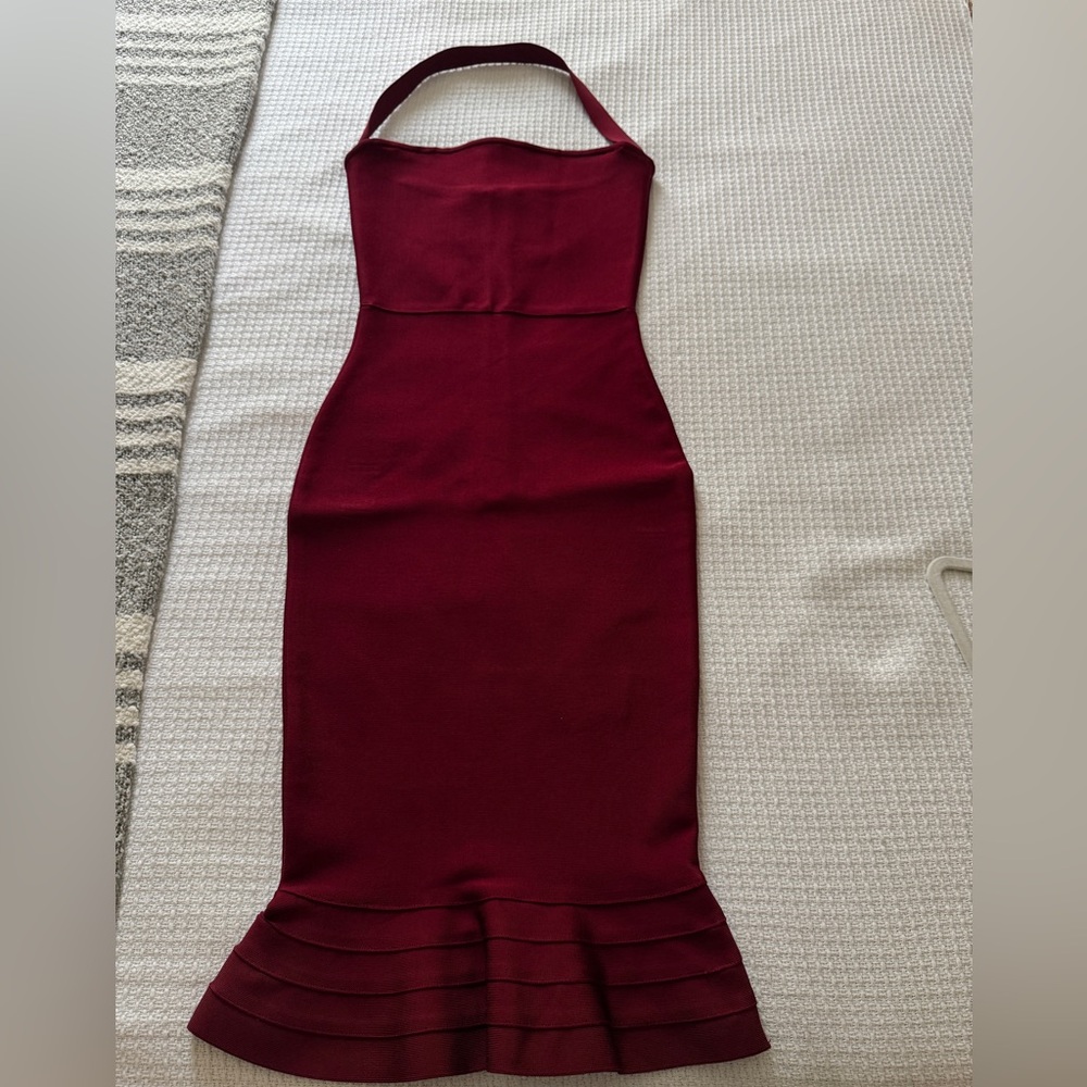 Elegant Burgundy Halter Dress